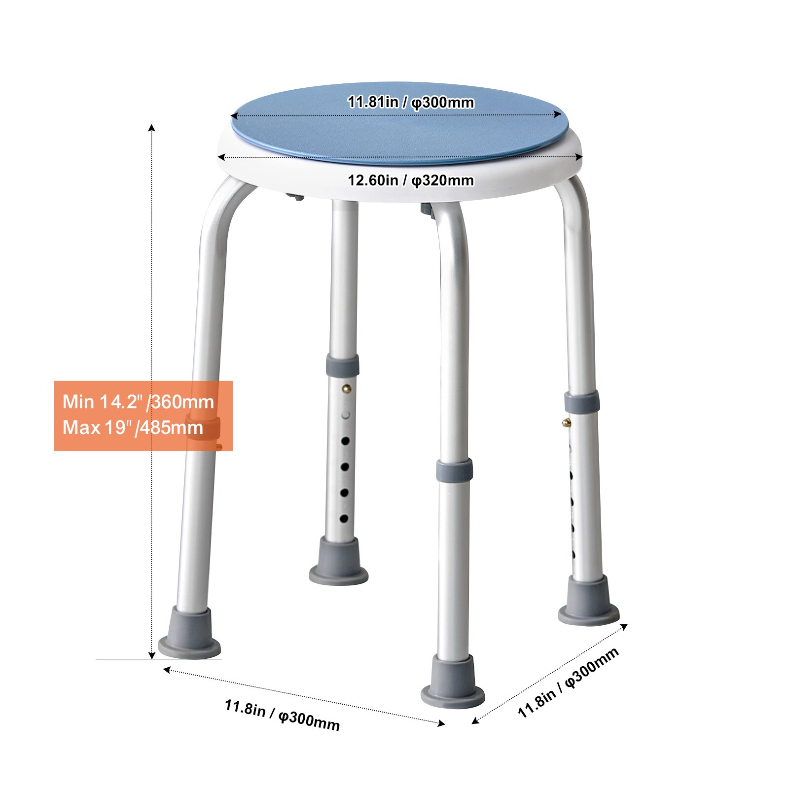 Swivel Shower Chair With Adjustable Height For Elderly And Disabled_voghion.com